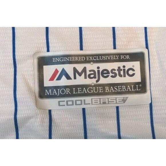 Majestic Chicago Cubs CoolBase Pinstripe Jersey XL w/2016 Postseason Patch Rare - Picture 4 of 13